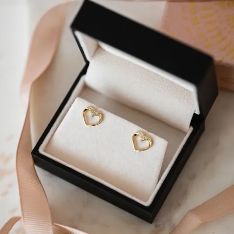 Herz diamant ohrstecker in 14 karat gold mit diamanten 