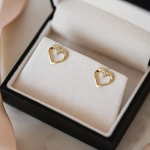 Herz diamant ohrstecker in 14 karat gold mit diamanten 