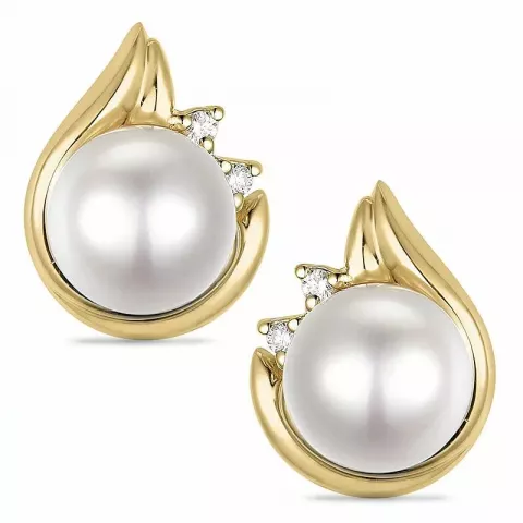 Tropfen Perle Diamantohrringe in 14 Karat Gold mit Diamant 