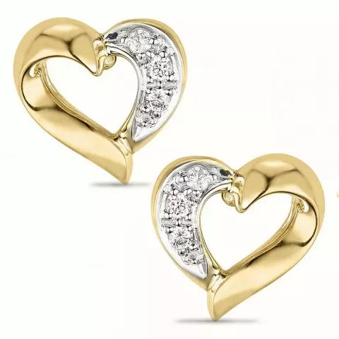 Herz diamant ohrstecker in 14 karat gold und weißgold mit diamanten 