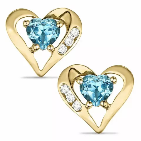 Herz topas diamantohrringe in 14 karat gold mit diamanten und topasen 