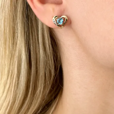 Herz topas diamantohrringe in 14 karat gold mit diamanten und topasen