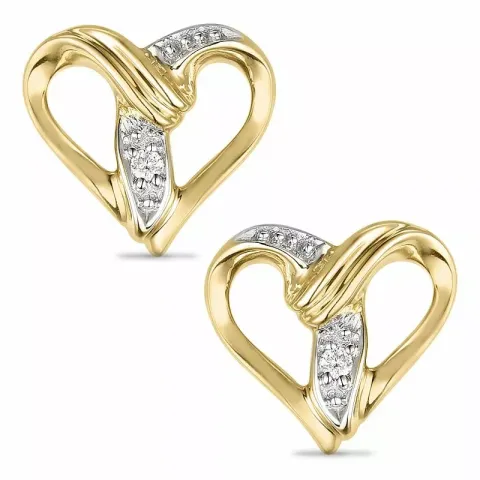 Herz diamant ohrstecker in 14 karat gold und weißgold mit diamanten
