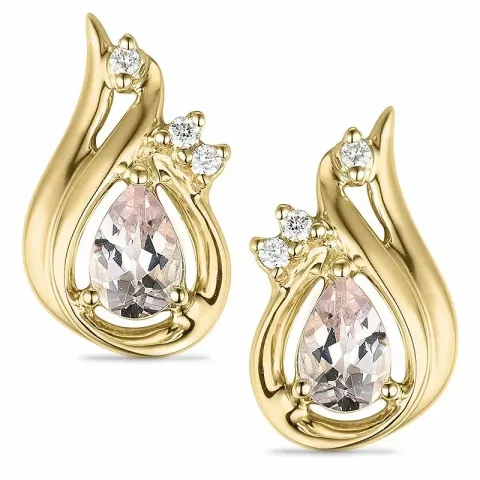 Tropfen morganit diamantohrringe in 14 karat gold mit diamanten und morganit