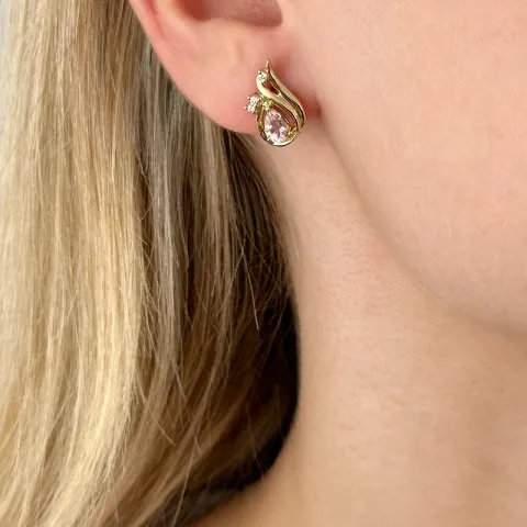 Tropfen morganit diamantohrringe in 14 karat gold mit diamanten und morganit