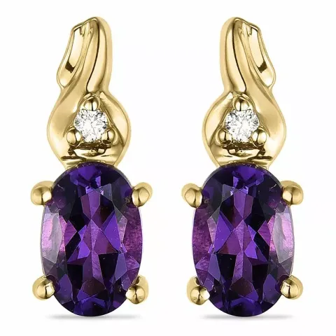 Amethyst diamantohrringe in 14 karat gold mit diamanten und amethysten