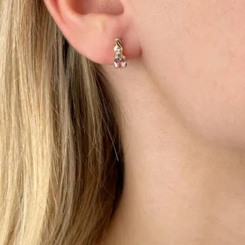 Morganit diamantohrringe in 14 karat gold mit diamanten und morganit