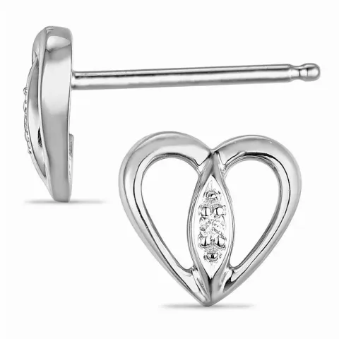 Herz diamant ohrstecker in 14 karat weißgold mit diamanten