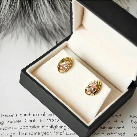 Morganit diamantohrringe in 14 karat gold mit diamanten und morganit 