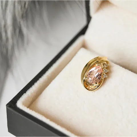 Morganit diamantohrringe in 14 karat gold mit diamanten und morganit 