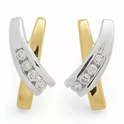 Diamant Ohrringe in 14 Karat Gold und Weißgold mit Diamant 