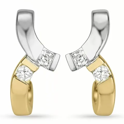 Diamant halbkreolen in 14 karat gold und weißgold mit diamanten 