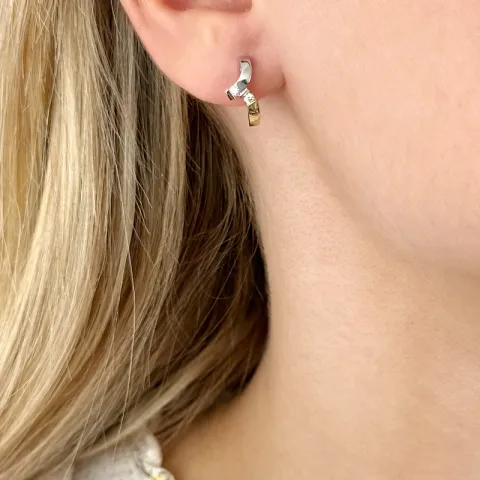 Diamant halbkreolen in 14 karat gold und weißgold mit diamanten