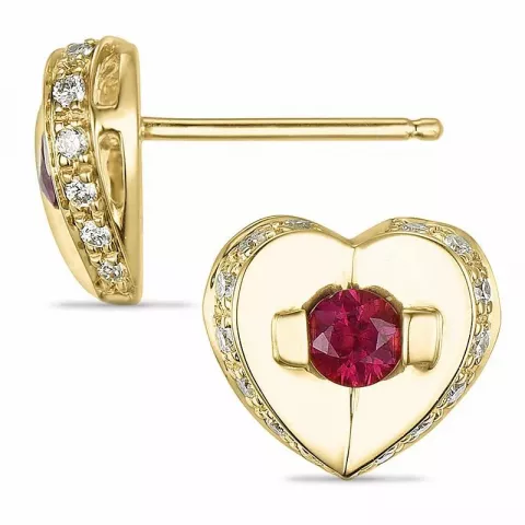 Herz rubin diamantohrringe in 14 karat gold mit diamanten und rubinen 