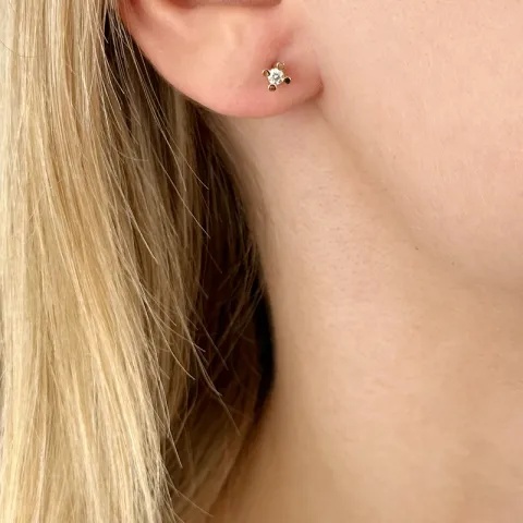 kleinen Diamant Solitärohrstecker in 14 Karat Gold mit Diamant