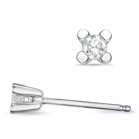kleinen Diamant Solitärohrstecker in 14 Karat Weißgold mit Diamant
