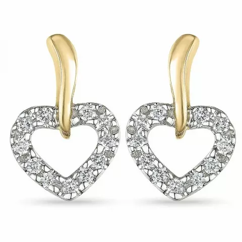Herz Diamant Ohrringe in 14 Karat Gold und Weißgold mit Diamant 