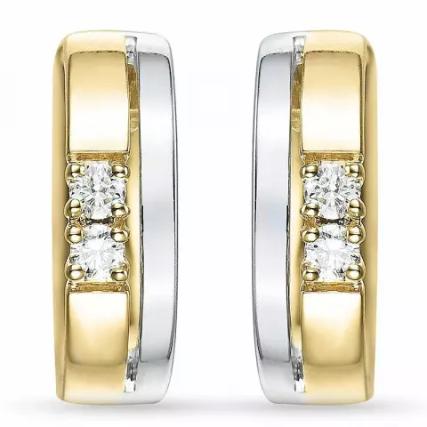 14 mm Diamant Ohrringe in 14 Karat Gold und Weißgold mit Diamant 