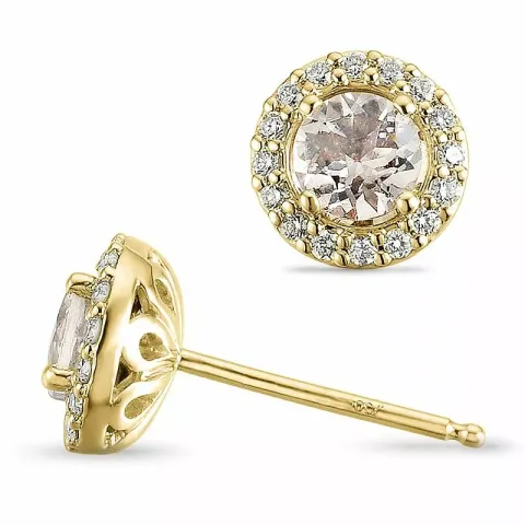 runden morganit Diamantohrringe in 14 Karat Gold mit morganit und Diamant 