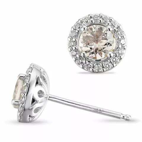 runden morganit Diamantohrringe in 14 Karat Weißgold mit morganit und Diamant