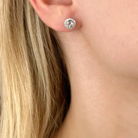 runden morganit Diamantohrringe in 14 Karat Weißgold mit morganit und Diamant