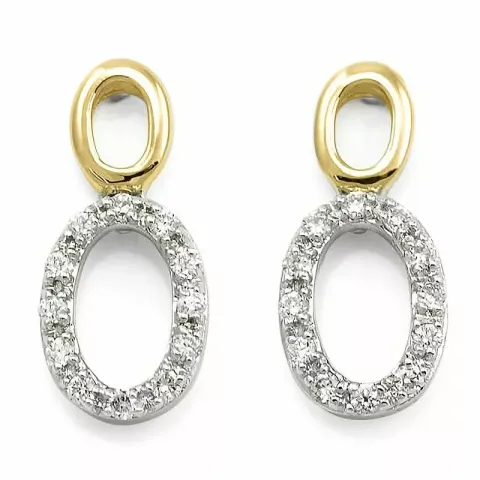 ovalen Diamant Ohrringe in 14 Karat Gold und Weißgold mit Diamant