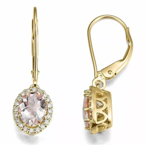 ovalen Diamantohrringe in 14 Karat Gold mit morganit und Diamant