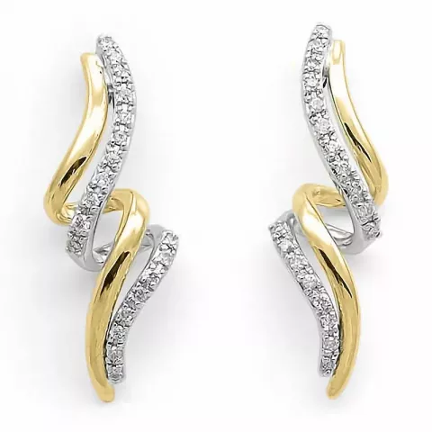 lange Diamant Ohrringe in 14 Karat Gold und Weißgold mit Diamant 