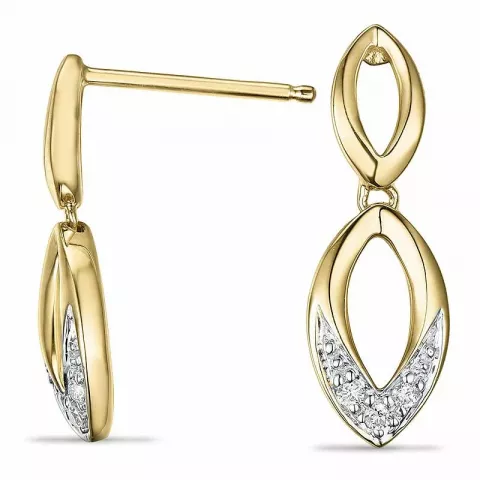 ovalen Diamant Ohrringe in 14 Karat Gold und Weißgold mit Diamant 