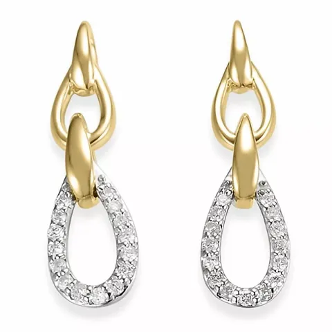 ovalen Diamant Ohrringe in 14 Karat Gold und Weißgold mit Diamant