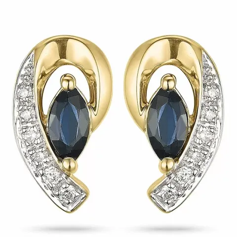 Blatt saphir diamantohrringe in 14 karat gold und weißgold mit diamanten und saphiren