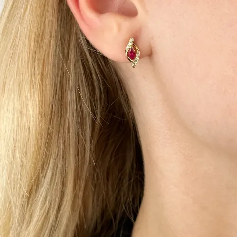 Rubin diamantohrringe in 14 karat gold mit diamanten und rubinen