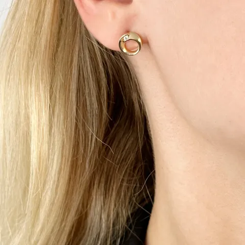 runden Diamantohrringe in 14 Karat Gold mit Diamant
