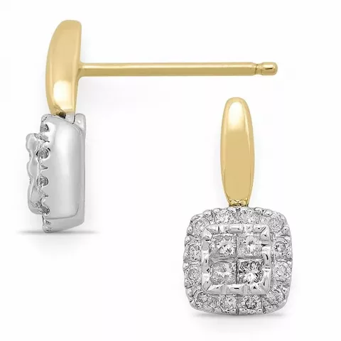 viereckigem Diamantohrringe in 14 Karat Gold und Weißgold mit Diamant und Diamant 