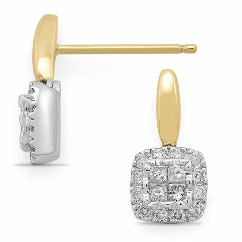 viereckigem Diamantohrringe in 14 Karat Gold und Weißgold mit Diamant und Diamant
