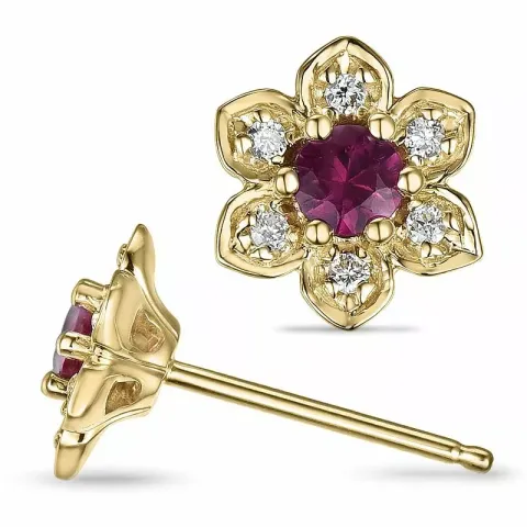 Blumen rubin diamantohrringe in 14 karat gold mit diamanten und rubinen 