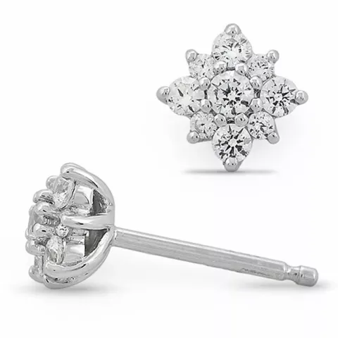Blumen diamantohrringe in 14 karat weißgold mit diamanten