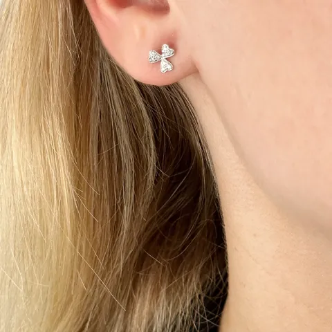 Dreiblättriges Kleeblatt Diamant Ohrstecker in 14 Karat Weißgold mit Diamant