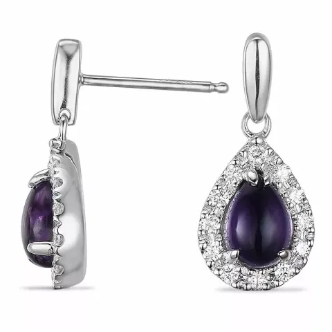 Tropfen amethyst diamantohrringe in 14 karat weißgold mit diamanten und amethysten