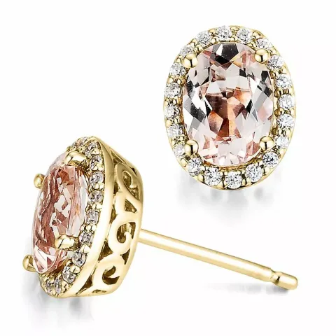 ovalen Diamantohrringe in 14 Karat Gold mit morganit und Diamant