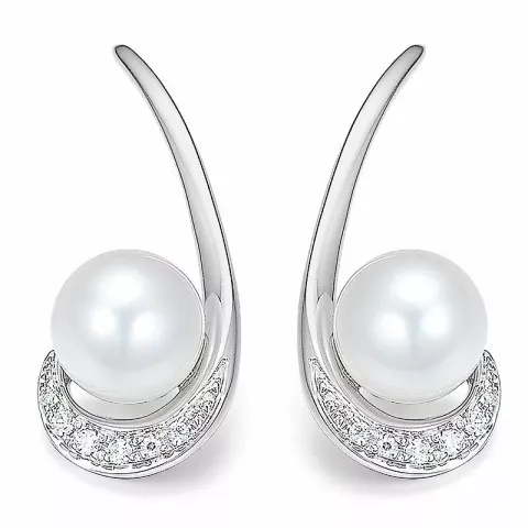 Perle diamantohrringe in 14 karat weißgold mit diamanten