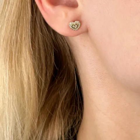 Herz diamantohrringe in 14 karat gold mit diamanten 