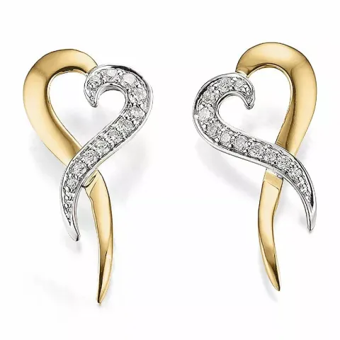 Herz Diamant Ohrringe in 14 Karat Gold und Weißgold mit Diamant