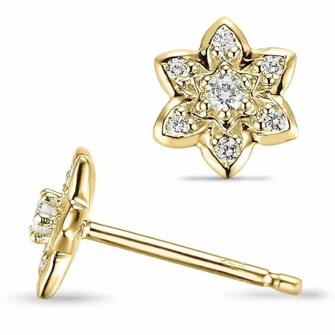 Blumen Diamant Ohrringe in 14 Karat Gold und Weißgold mit Diamant 