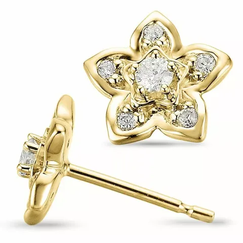 Blumen Diamant Ohrstecker in 14 Karat Gold mit Diamant