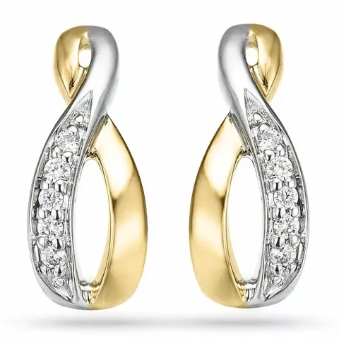 infinity Diamant Ohrringe in 14 Karat Gold und Weißgold mit Diamant 