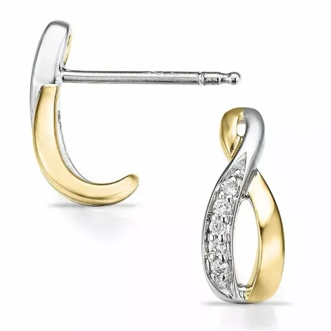 infinity Diamant Ohrringe in 14 Karat Gold und Weißgold mit Diamant