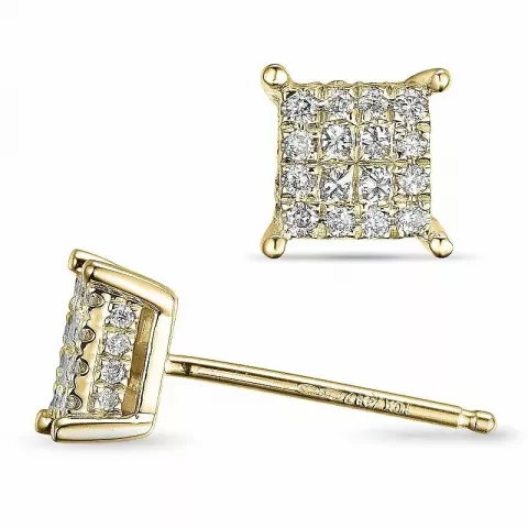 viereckigem Diamantohrringe in 14 Karat Gold mit Diamant und Diamant 