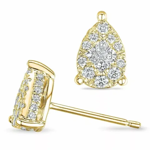 Tropfen Diamantohrringe in 14 Karat Gold mit Diamant und Diamant