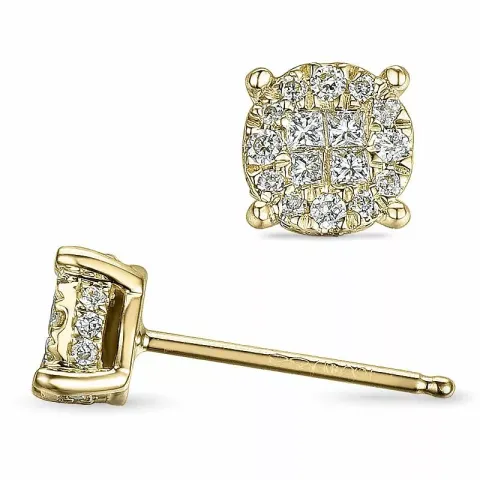 runden Diamantohrringe in 14 Karat Gold mit Diamant und Diamant 